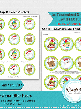 Christmas 2023 Little Faces Labels Thank You Labels Party Favors/Digital File Only