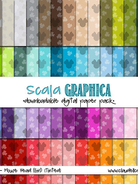 Mouse Head Girl Digital Paper Pack (100) - 12"x12" 300 DPI Backgrounds Wallpapers Rainbow Colors Basic61 Commercial Use Instant Download/Digital File Only