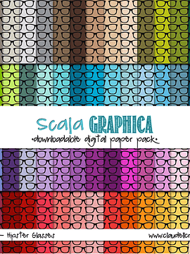 Hipster Glasses Digital Paper Pack (100) - 12"x12" 300 DPI Backgrounds Wallpapers Rainbow Colors Basic66 Commercial Use Instant Download/Digital File Only