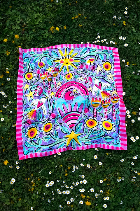 Pañuelo Satén Magenta · Mensaje del sol