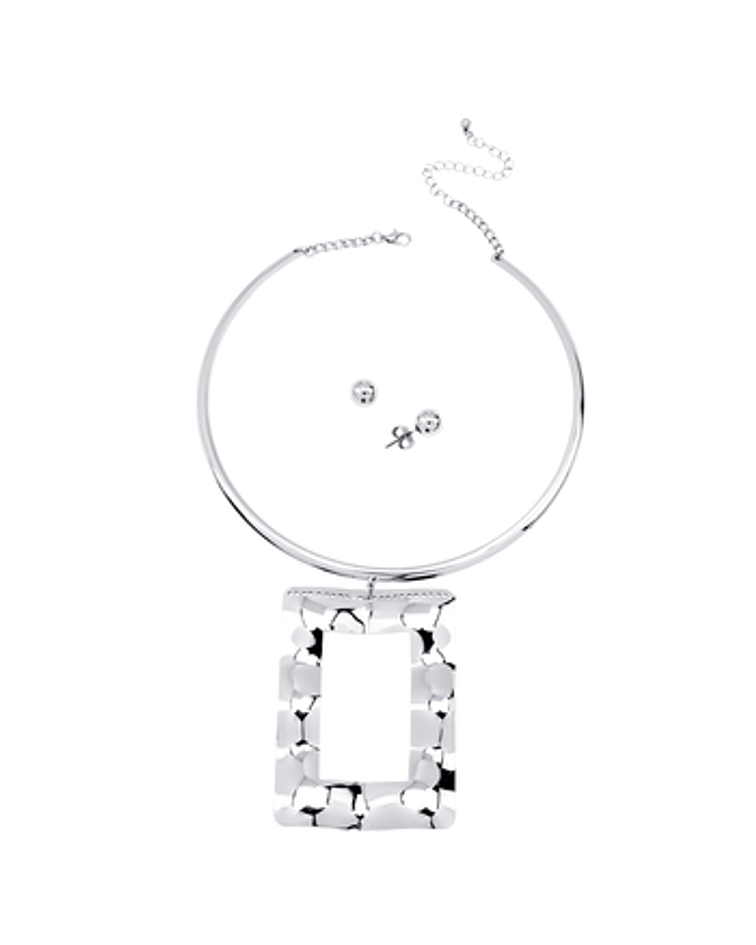 Set gargantilla y pendientes plateados