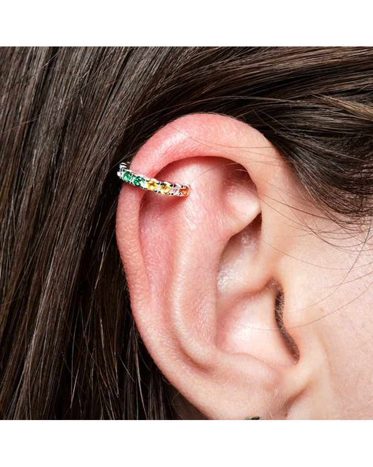 Pendientes aro arcoíris plata Unitario