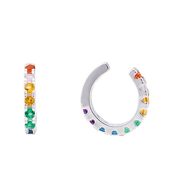 Pendientes aro arcoíris plata Unitario