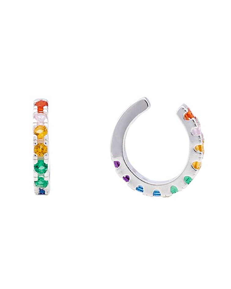 Pendientes aro arcoíris plata Unitario