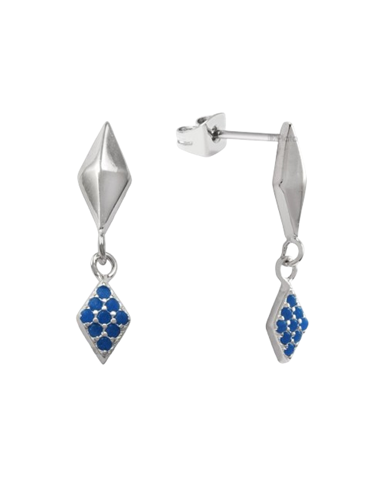 Aros Colgantes de Plata con Toque Azul de Elegancia