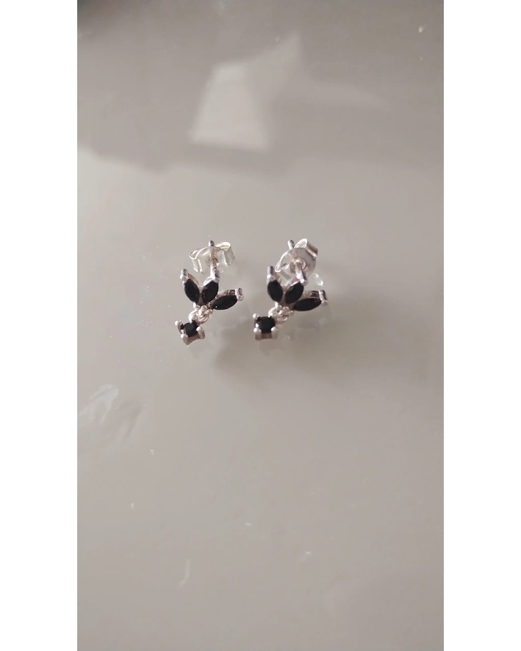 Pendientes  De Plata Iris Negro