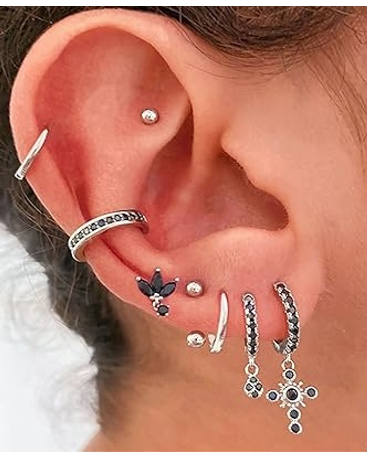 Pendientes  De Plata Iris Negro