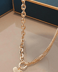 Corazón Doble Cadena y Dije Macizo Oro laminado