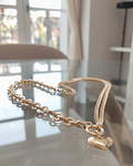 Corazón Doble Cadena y Dije Macizo Oro laminado