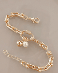 Brazalete Esfera Suprema Eslabones de Lujo y Perla Orgánica oro Laminado