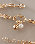 Brazalete Esfera Suprema Eslabones de Lujo y Perla Orgánica oro Laminado