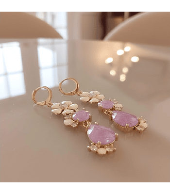 Aros Flor Largo  Laminado Oro dorado