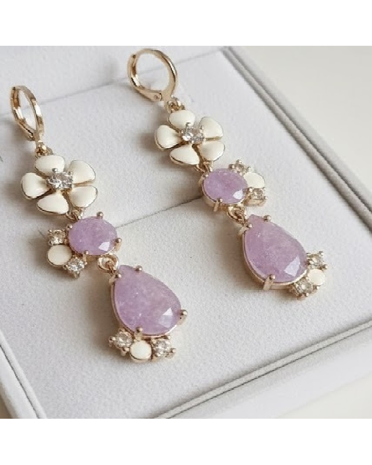 Aros Flor Largo  Laminado Oro dorado