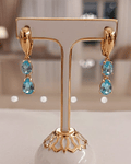 Aros Turcos en Oro Laminado con circón Azul Cielo