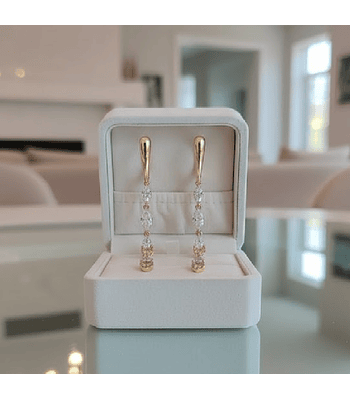 Aros Largos en Oro Laminado y Circones