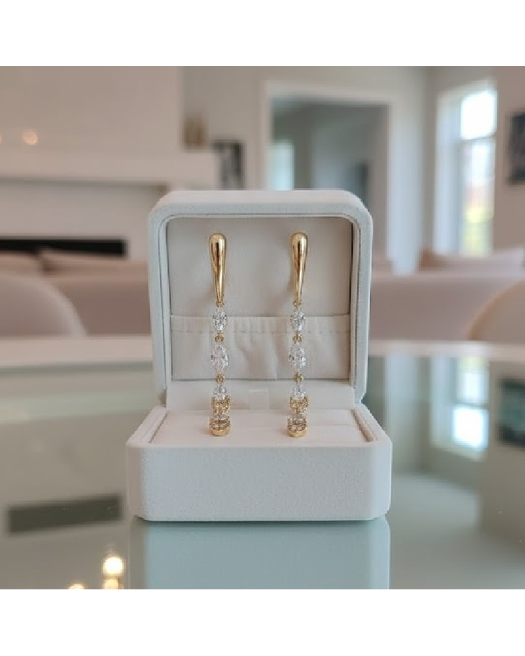 Aros Largos en Oro Laminado y Circones