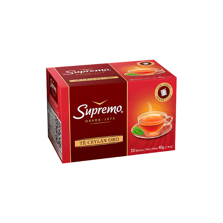 TÉ NEGRO SUPREMO CEYLÁN ORO 20 BOLSITAS 1