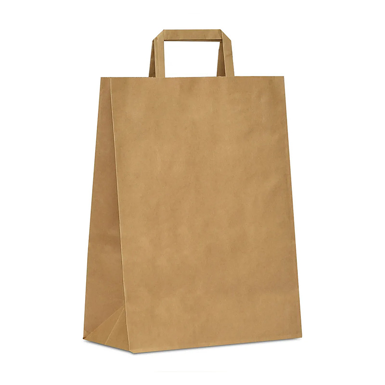 BOLSA CON ASA ENTRELZADA 100 GRS COLOR KRAFT 200un 33×39×16 1