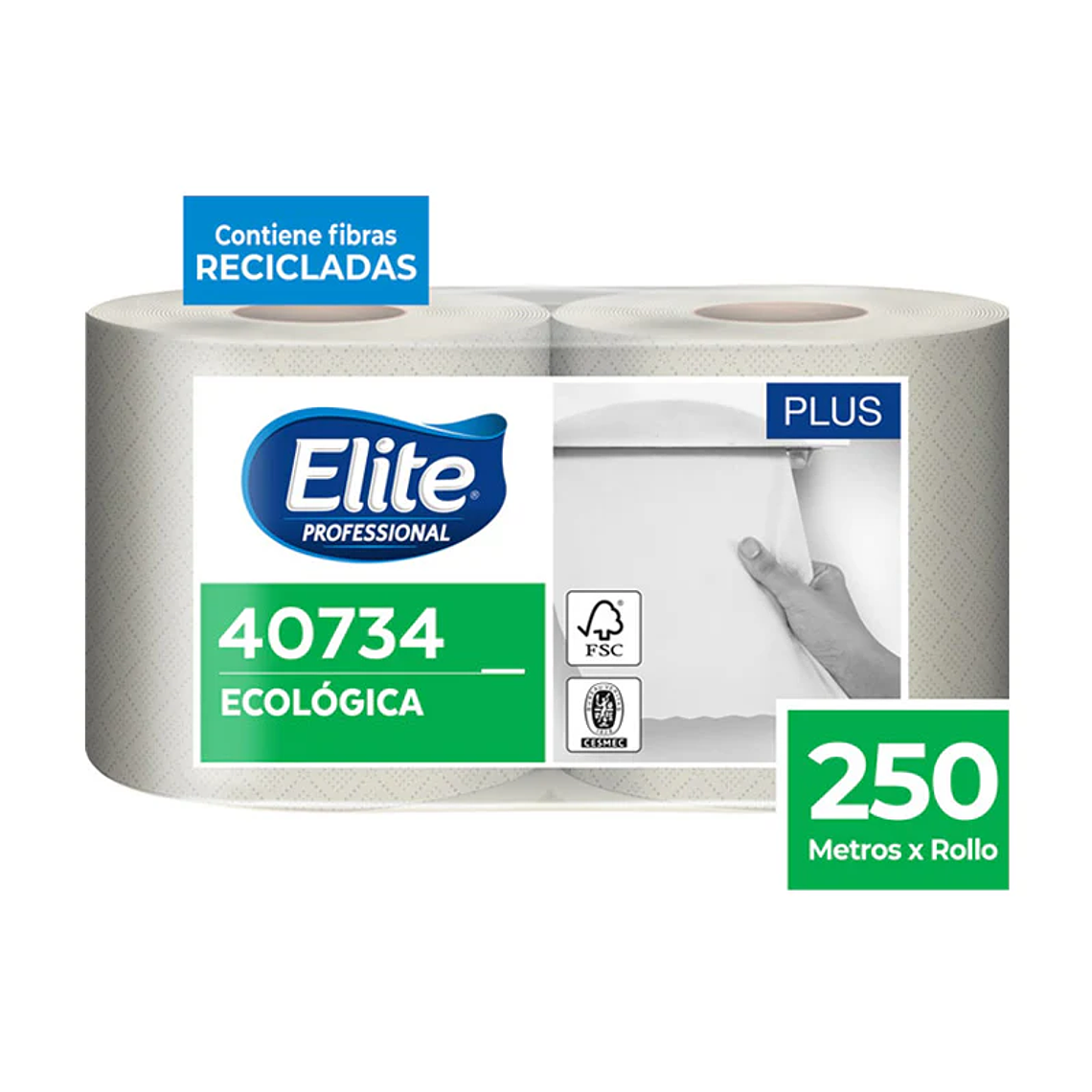 TOALLAS DE PAPEL ECOLOGICO UNA HOJA 250MTS-2ROLLOS (ELITE 40734) 1