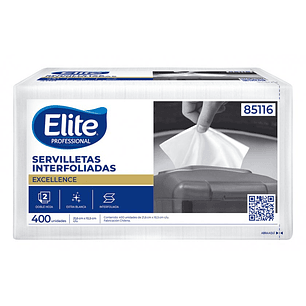 SERVILLETA INTERFOLIADA DOBLE HOJA 21.6X10.5CM-400UN (ELITE 85116)