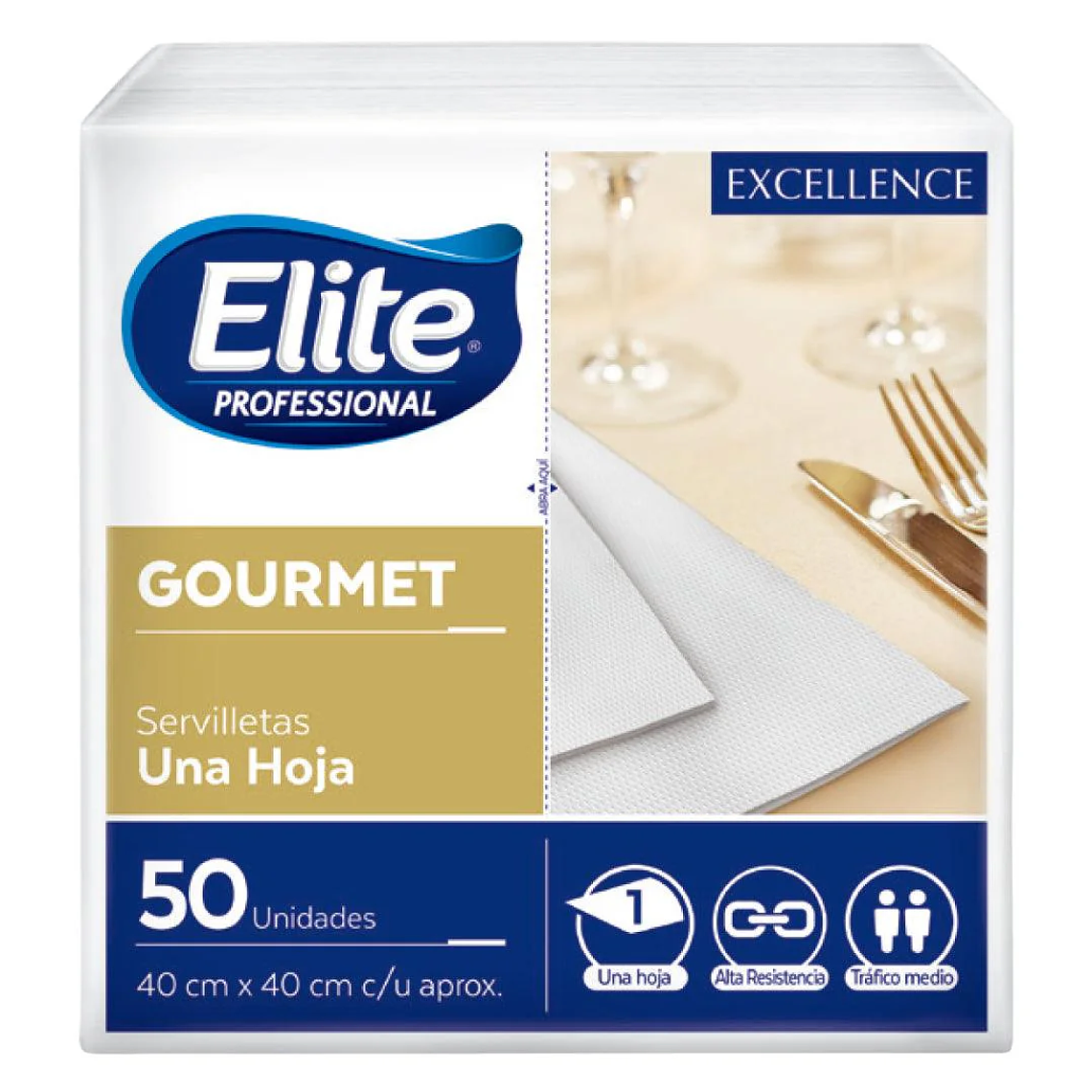 SERVILLETA DOBLADA UNA HOJA 40X40CM-50UN 1