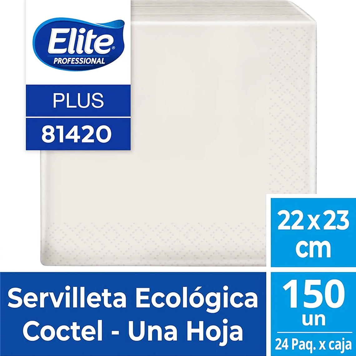 SERVILLETA ECOLOGICA COCTEL UNA HOJA 22X23-150UN (ELITE 81420) 1