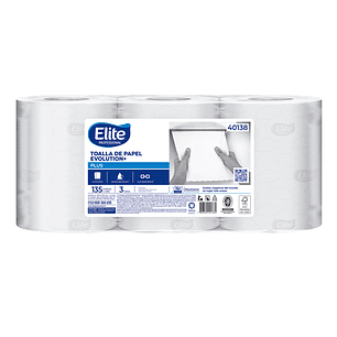 TOALLA DE PAPEL EVOLUTION PLUS HOJA SIMPLE 3X135MTS (ELITE 40138)