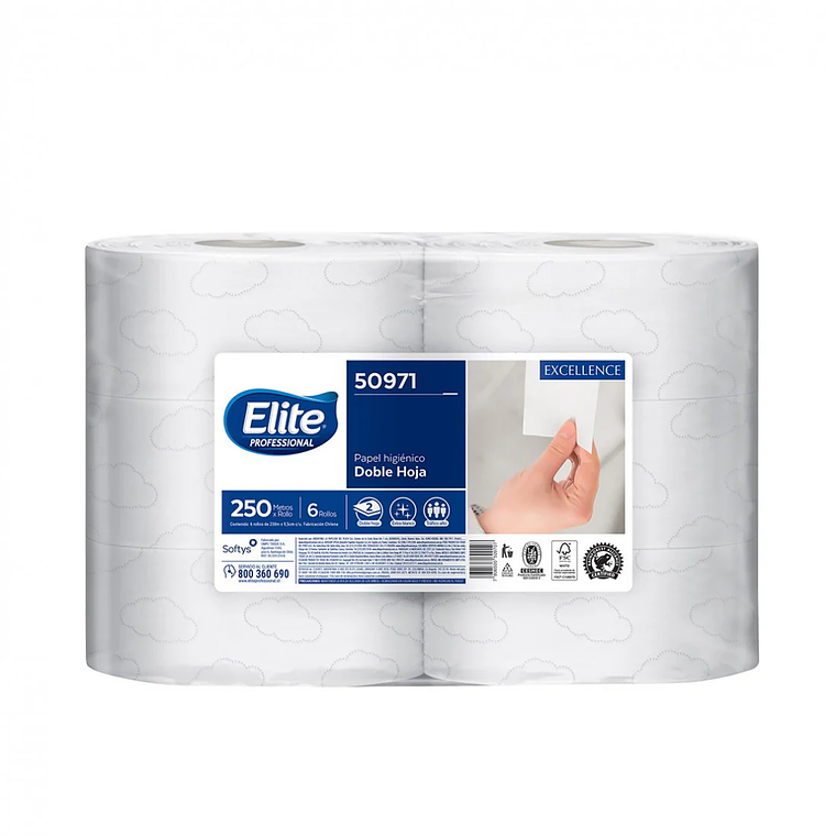 PAPEL HIGIENICO ELITE 6X250MTS D/H (ELITE 50971) 1