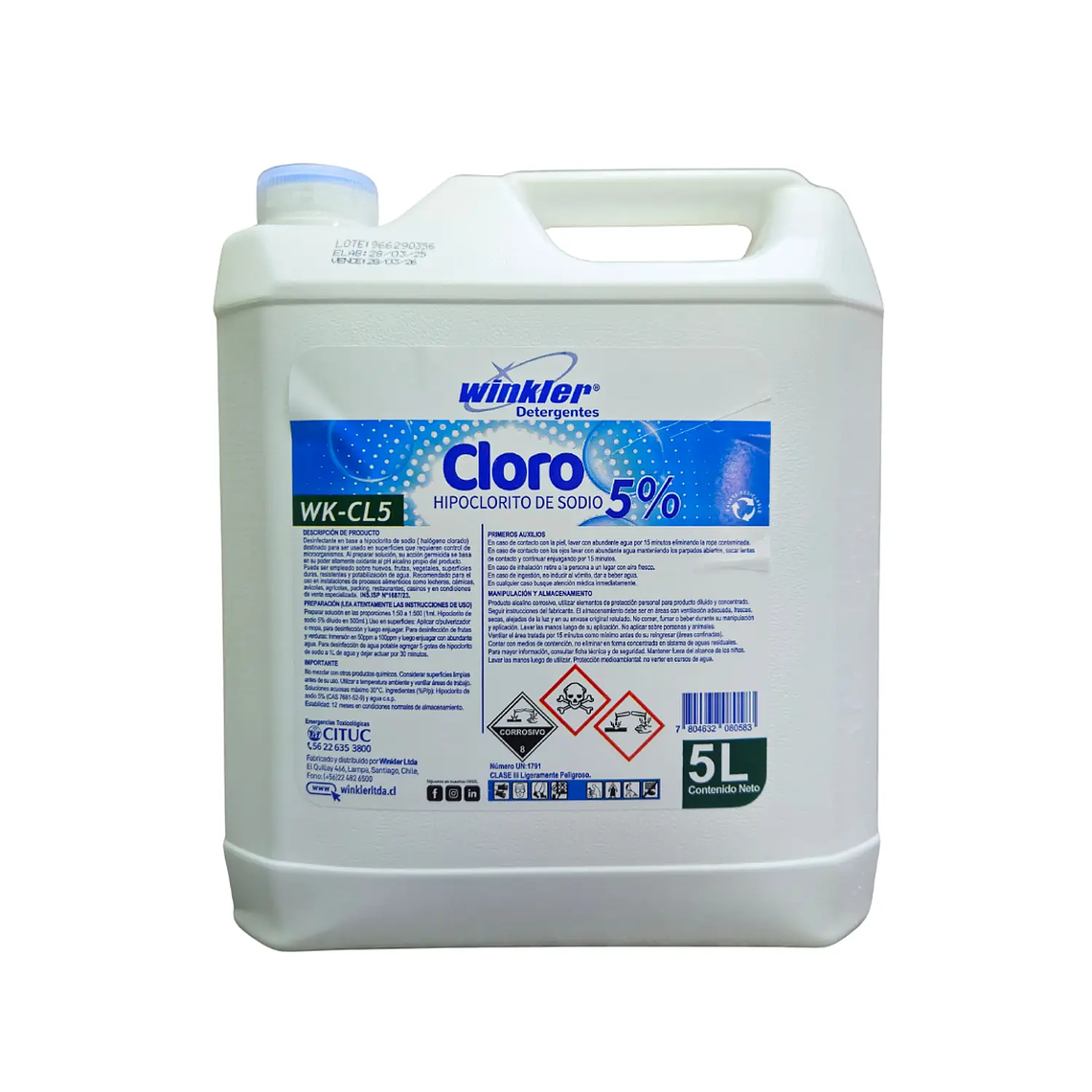 HIPOCLORITO DE SODIO 5% 5LT WK-CL5 1