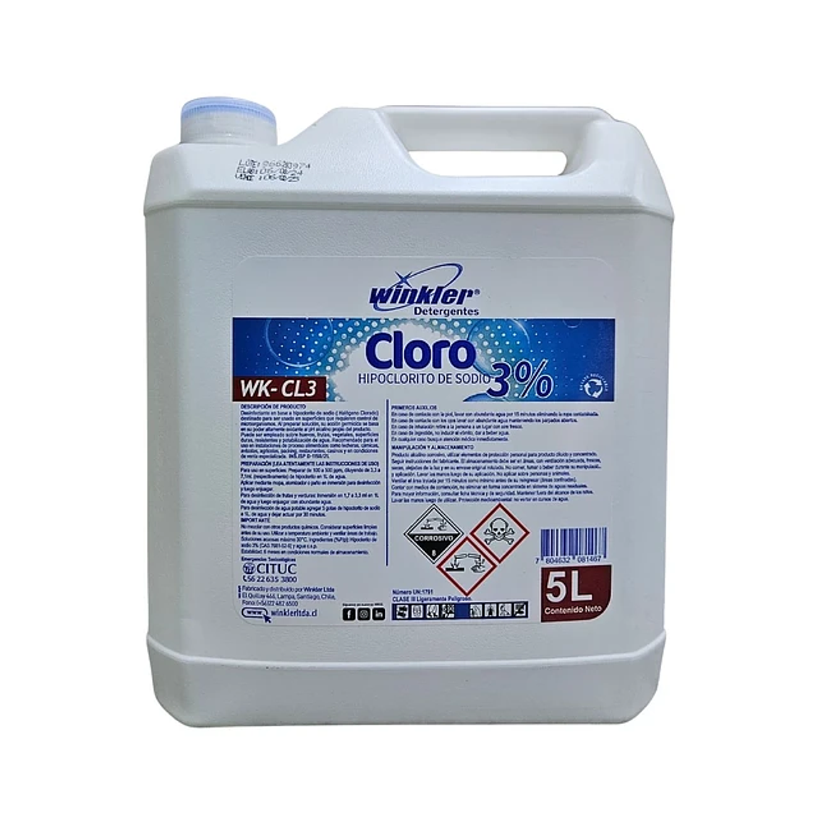 HIPOCLORITO DE SODIO 3% 5LT WK-CL3 1