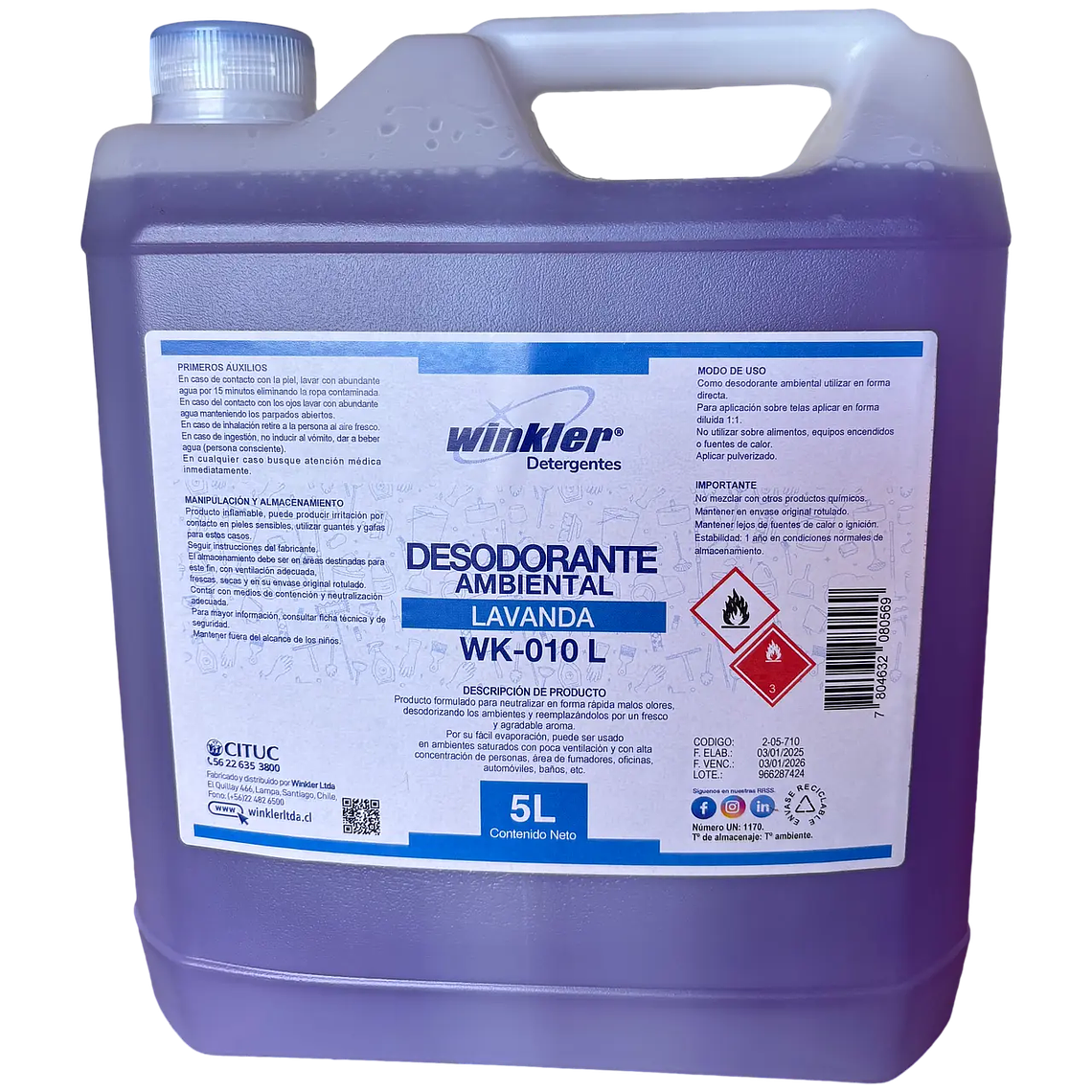 DESODORANTE AMBIENTAL LAVANDA 5LT WK-010 L 1