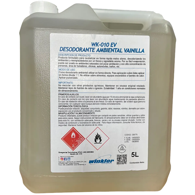 DESODORANTE AMBIENTAL VAINILLA 5LT WK-010 EV 1