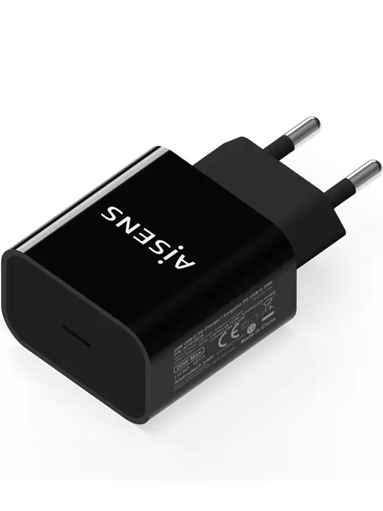 Aisens Cargador USB-C PD3.0 1xUSB-C 20W Negro 1