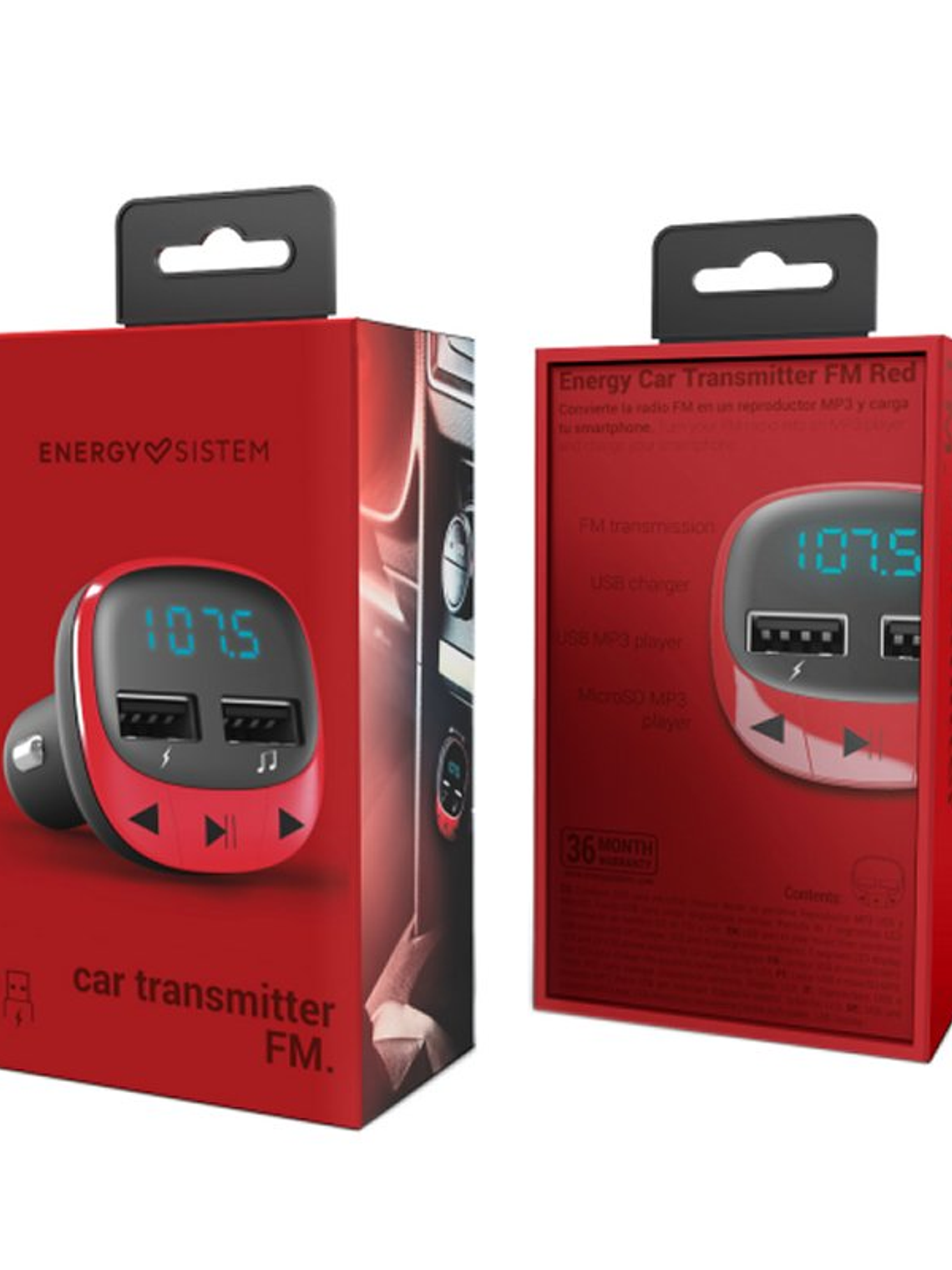 Energy sistem Car Transmitter FM Red (microSD,MP3) 4