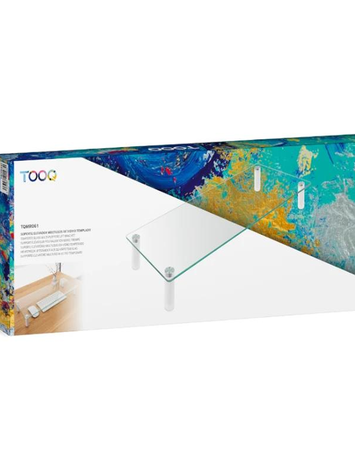 Tooq TQMR061 Soporte elevador monitores vidrio 2