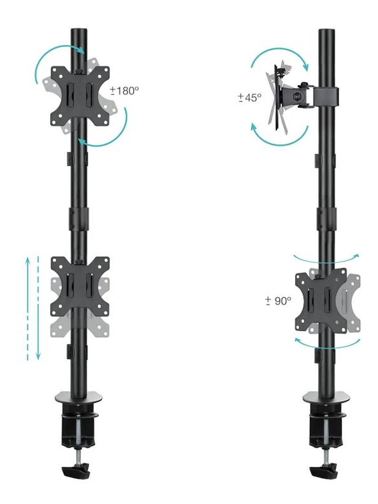 Tooq DB1233TNV-B Soporte mesa 2 brazos vertical 2