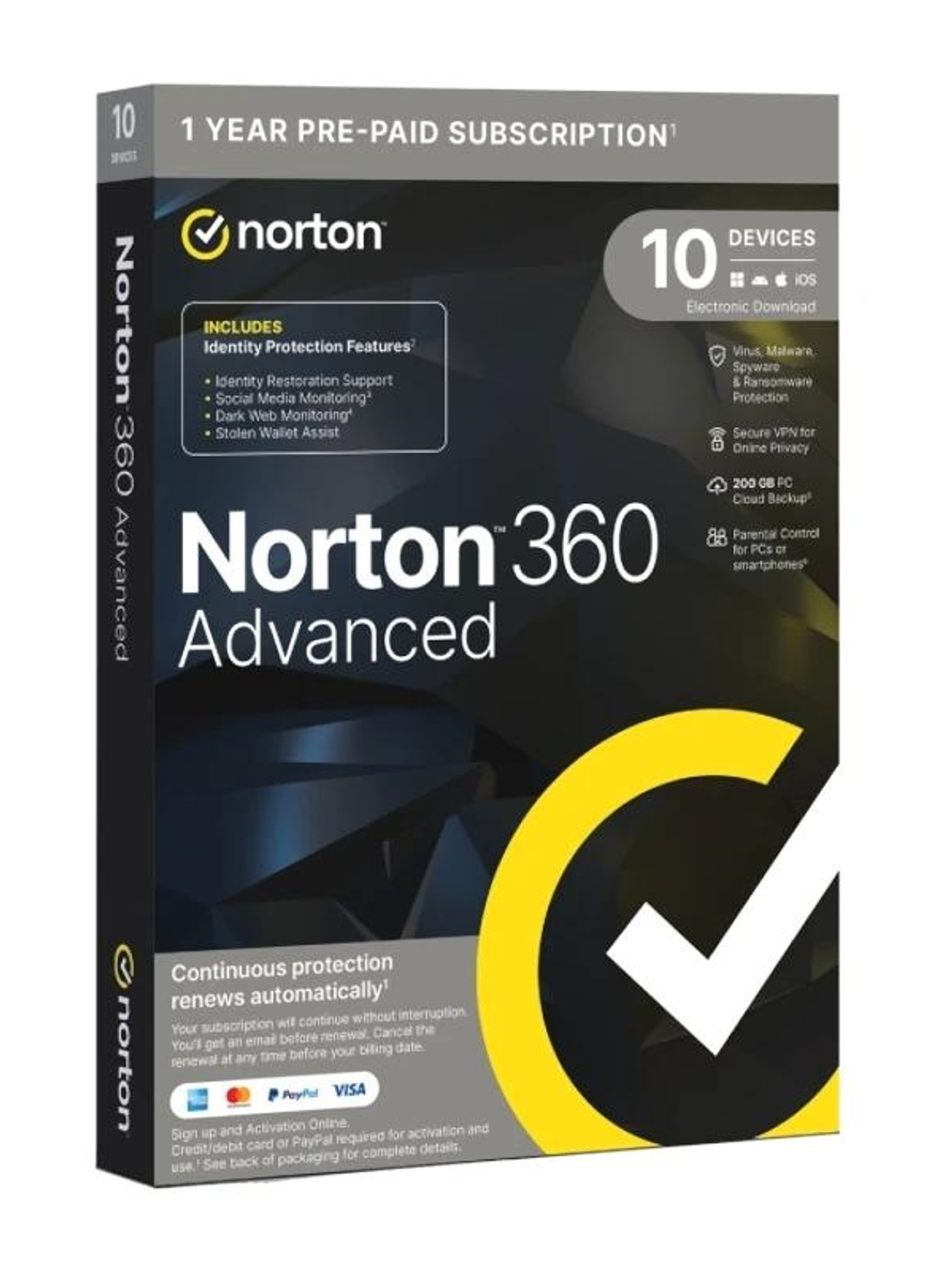 NORTON 360 Advance 200GB ES 1us 10 dispositivos 1A 1