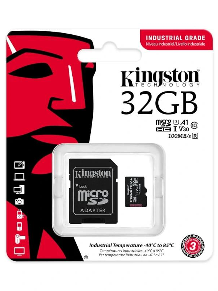 Kingston MicroSD Industrial 32Gb con adaptador 2