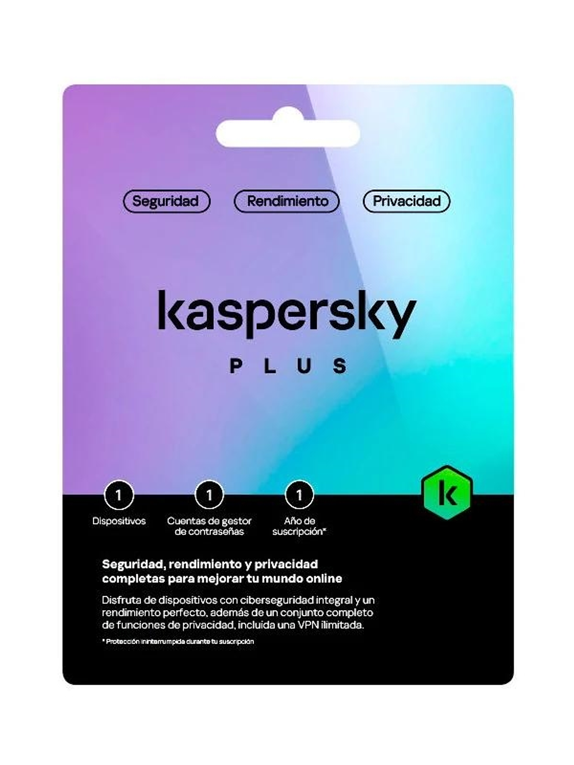 Kaspersky Plus  1L/1A+ regalo tarj.Monedero 1
