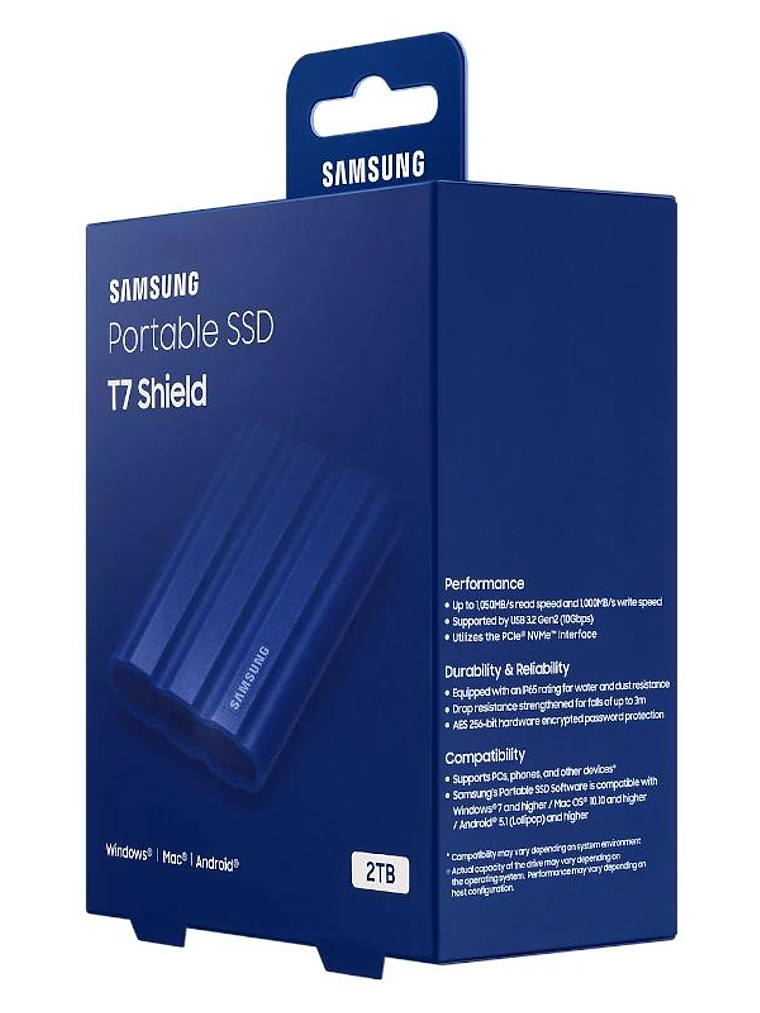 Samsung T7 Shield SSD Externo 2TB NVMe USB3.2 Azul 3