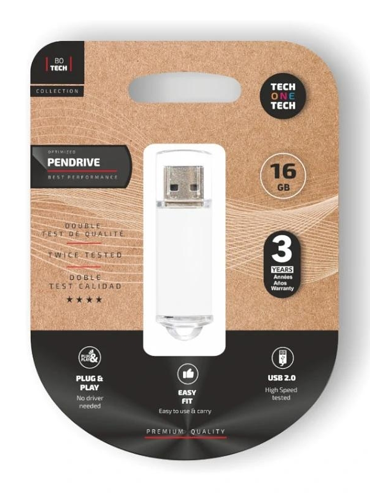 TECH ONE TECH Basic Pendrive 16Gb USB 2.0 Blanco 1