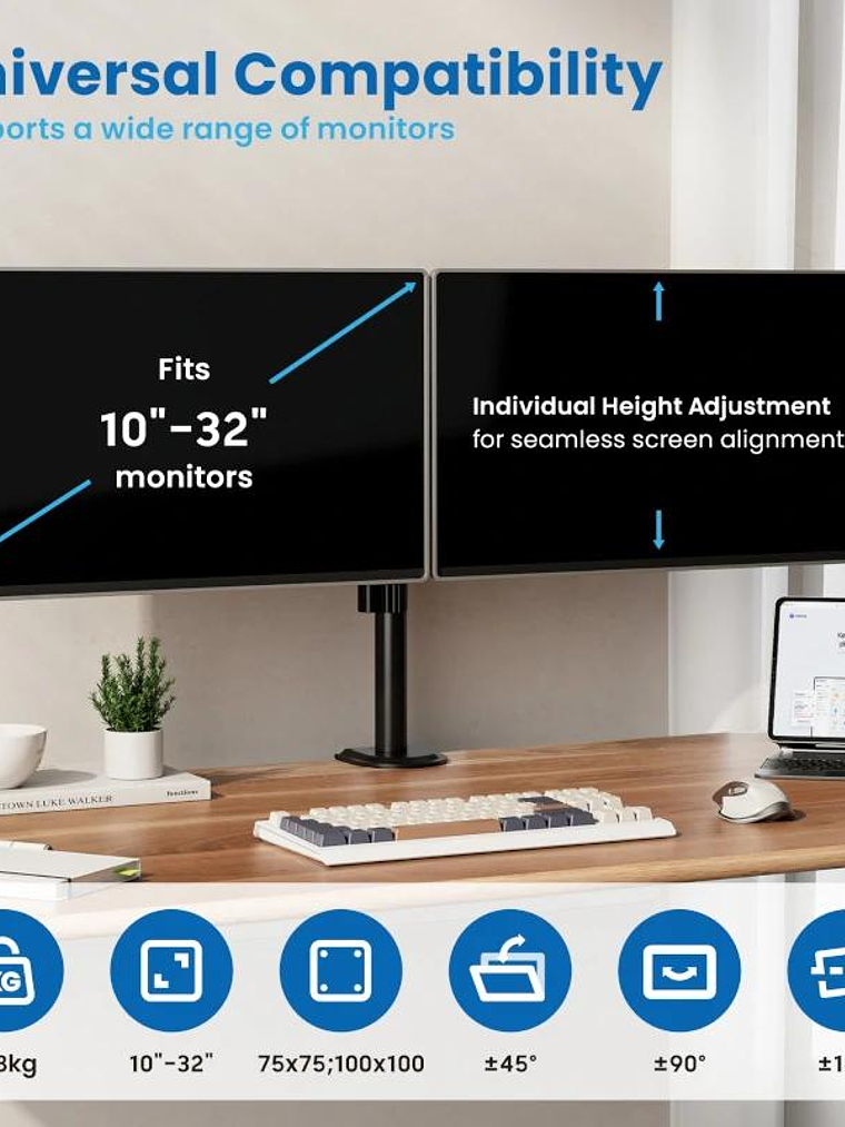 EWENT EW1512 Soporte mesa 2 monitor 13-32