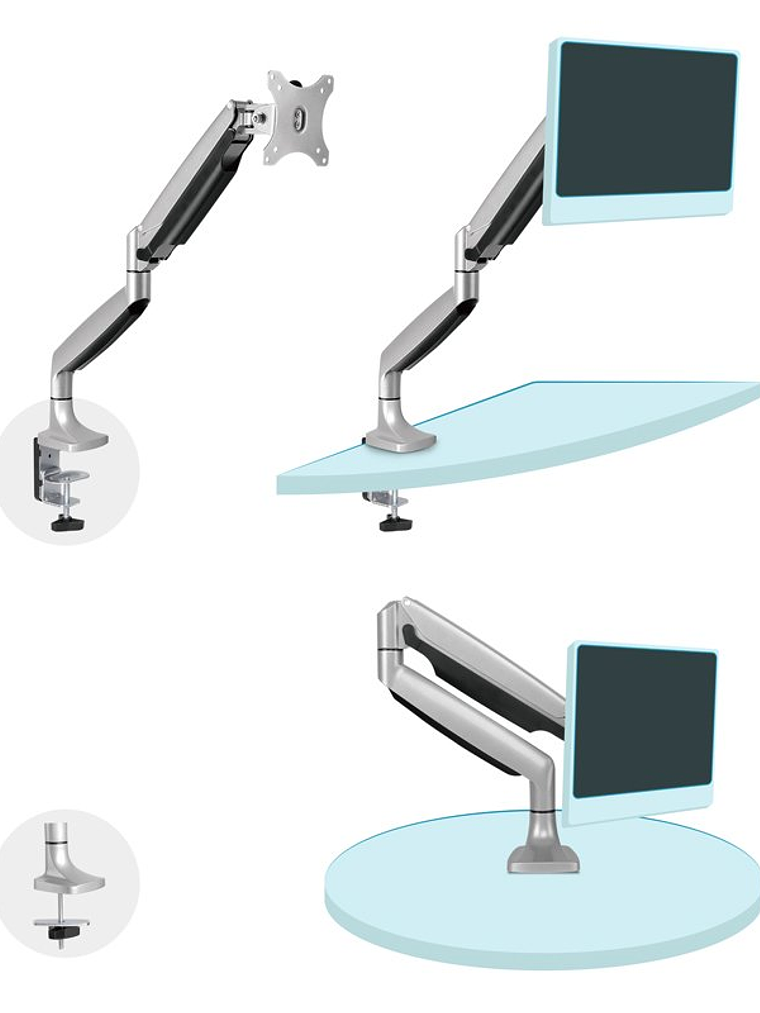 TooQ Soporte mesa incli/gira 1 brazo 13