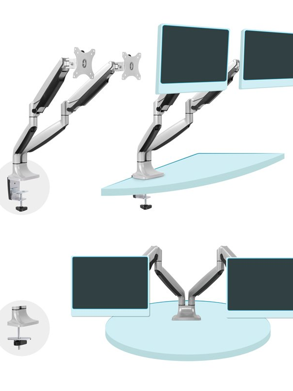 Tooq DB3132TNR-S Soporte Mesa incl/gir 2brz 13-32