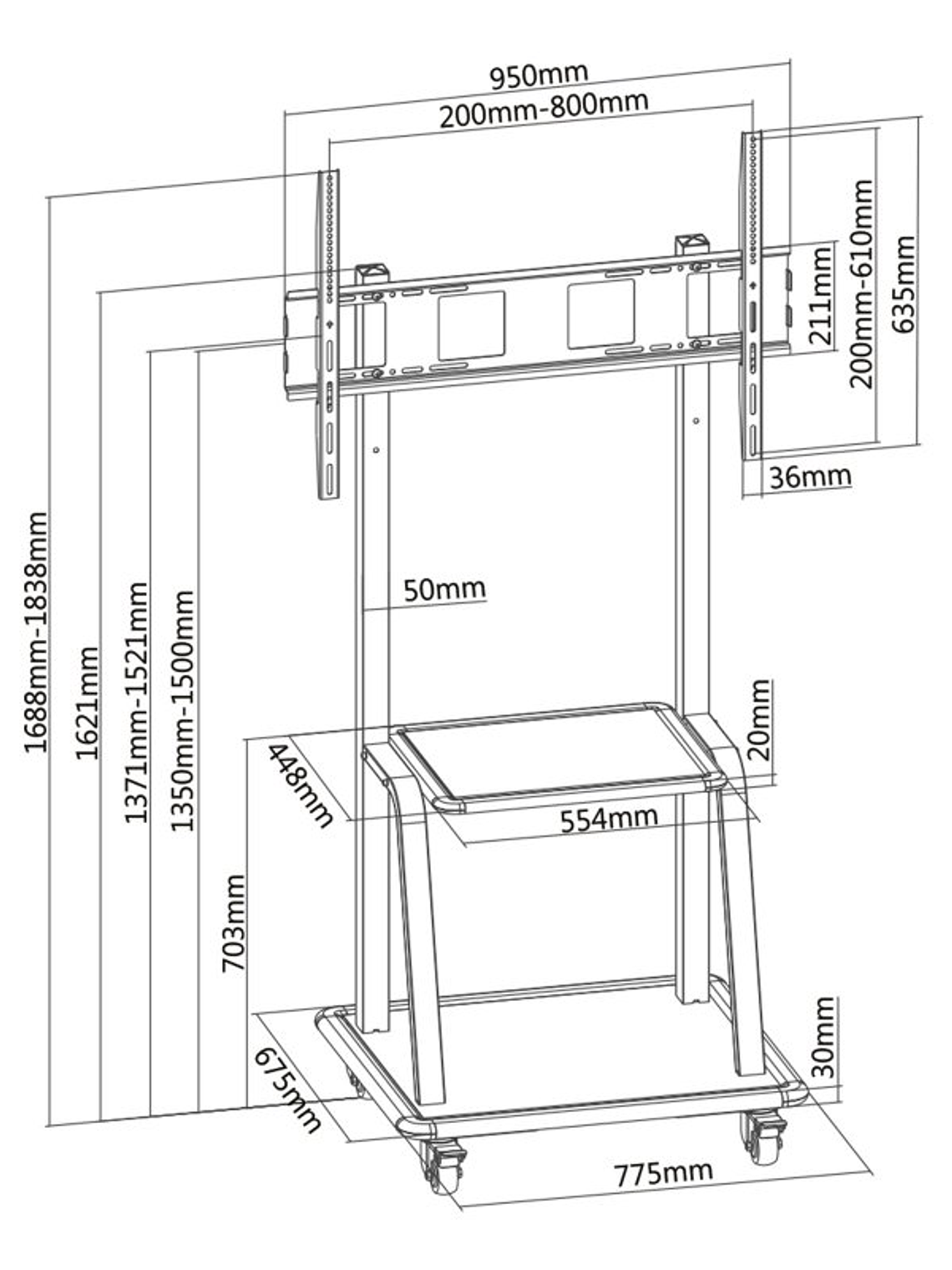 Tooq FS20100M-B Soporte suelo Pantalla 37-100