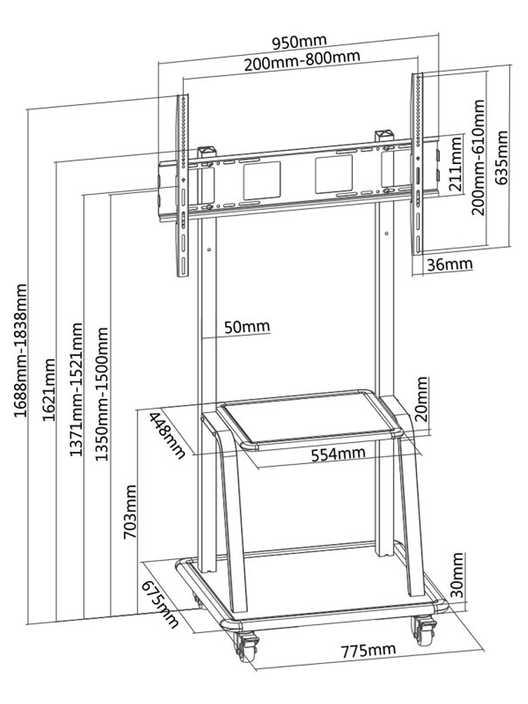 Tooq FS20100M-B Soporte suelo Pantalla 37-100