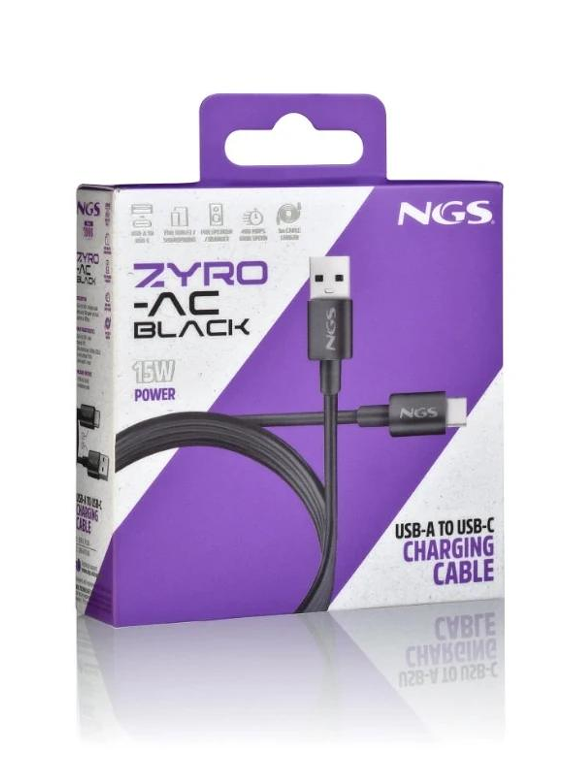 NGS CABLE CARGA RAPIDA USB-A A USB-C 1M NEGRO 4