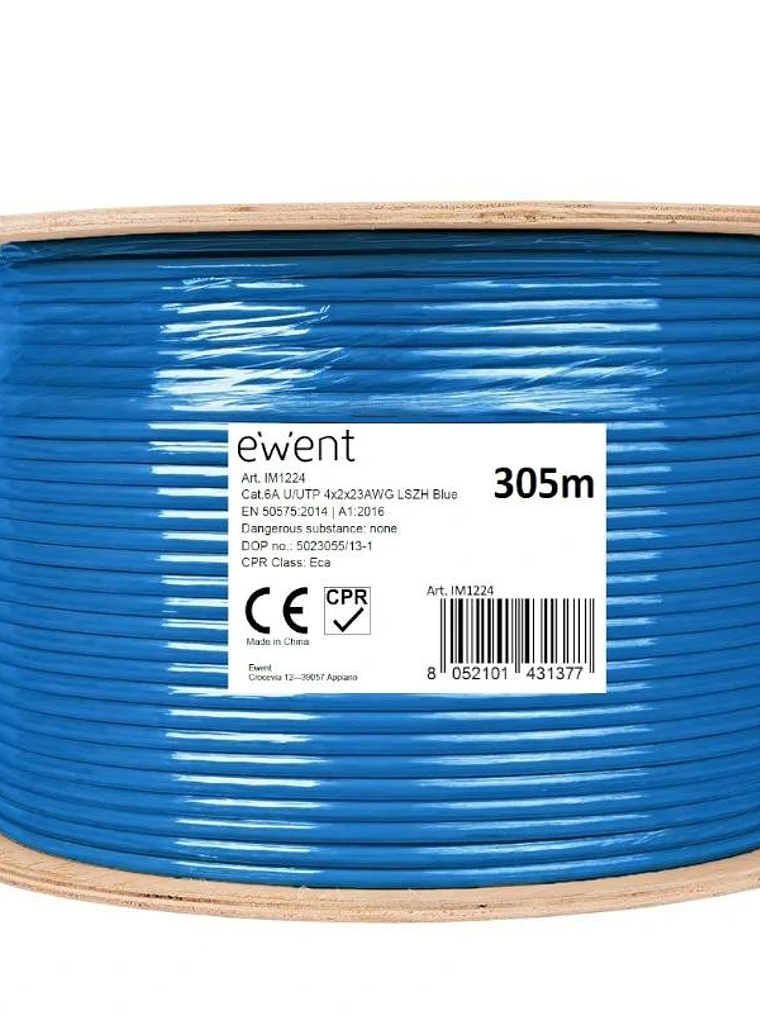 Ewent Bobina Cable Red CAT6A U/UTP,LSZH,305m 1