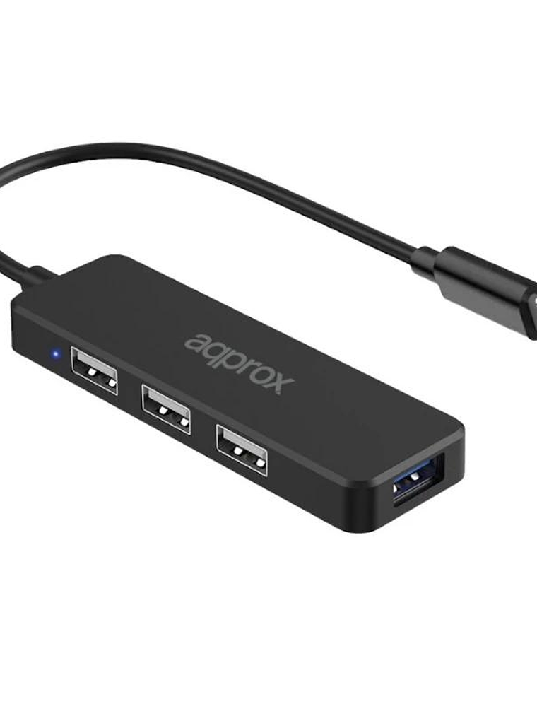 APPROX Hub USB Tipo-C 3USB 2.0 + 1Puerto USB 3.0 1