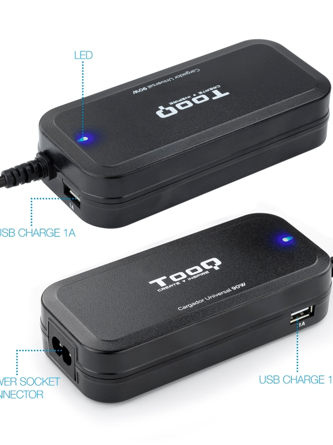 Tooq Cargador universal portátil automático 90w 3
